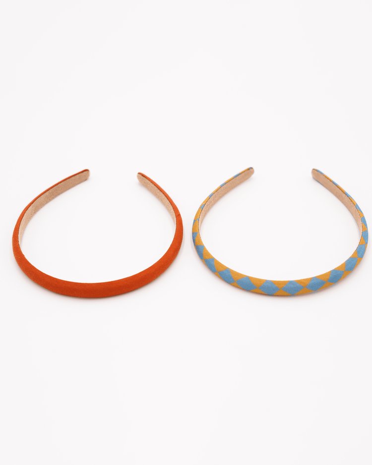 Little grech + co accessories set of headbands in laguna checks + wheat