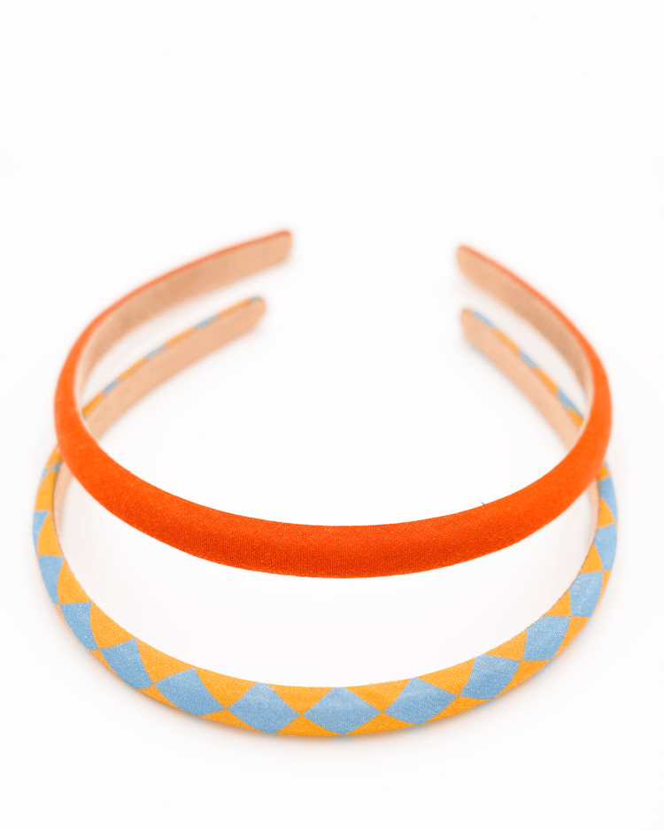 Little grech + co accessories set of headbands in laguna checks + wheat