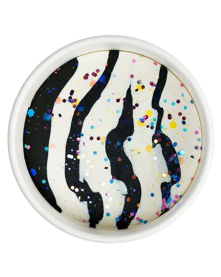 Little land of dough play zebra party glitter dough cup