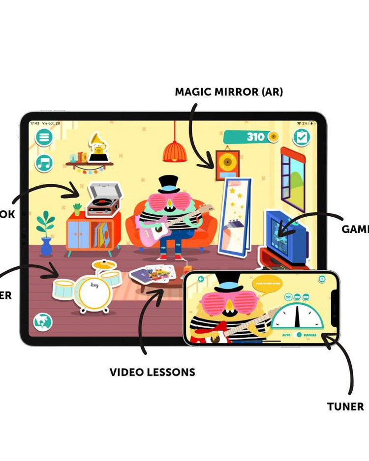 Little loog guitars play loog pro acoustic in pink