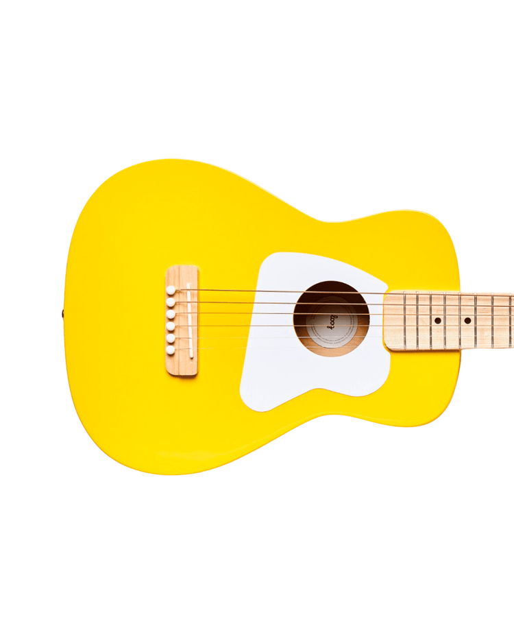 loog guitars loog pro VI acoustic in yellow play Little