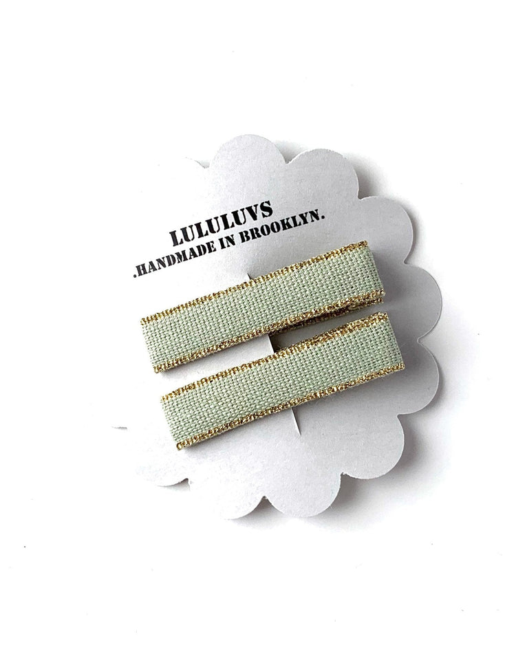 Little lululuvs accessories ribbon bar clips in sage