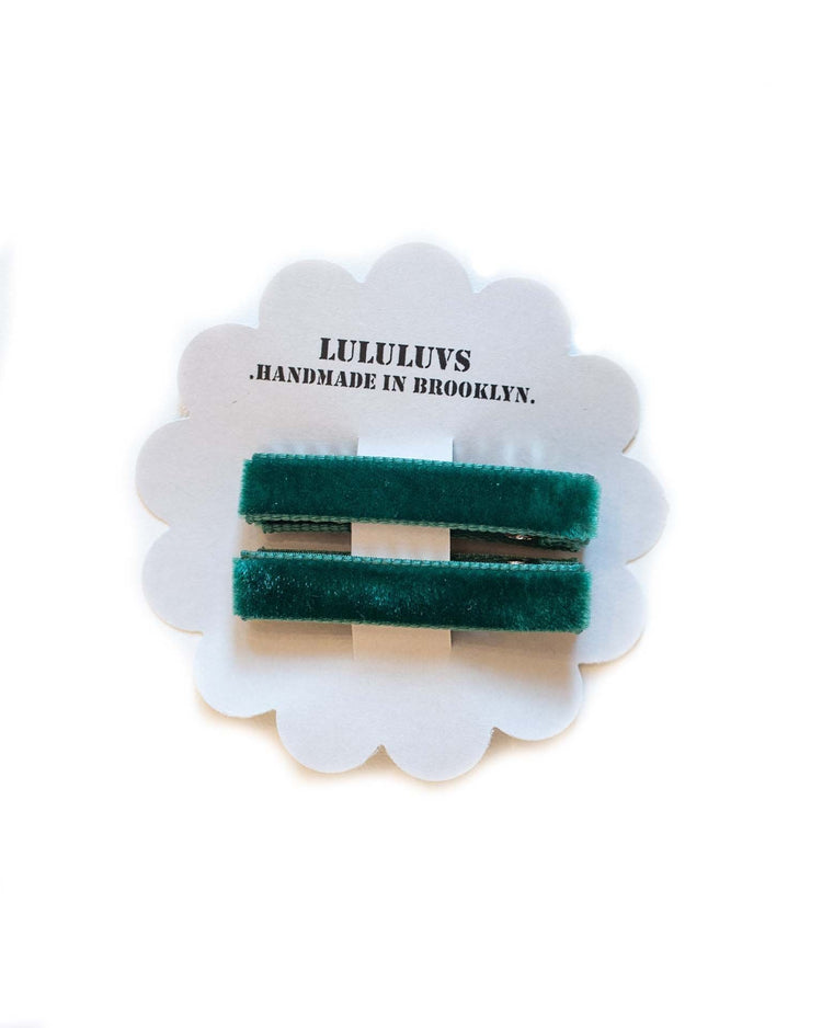 Little lululuvs accessories velvet bar clips in pine