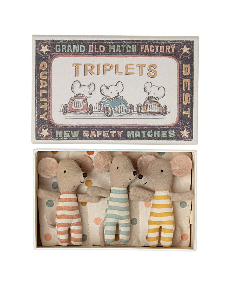 Little maileg play baby mice triplets in matchbox