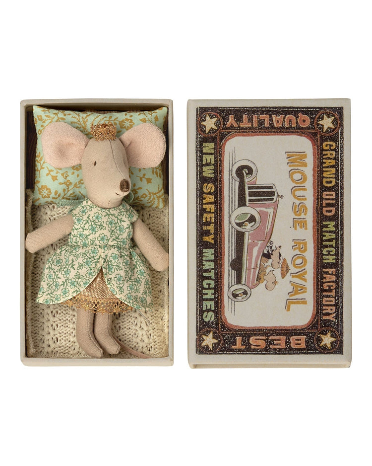 Little maileg play little sister princess mouse in matchbox