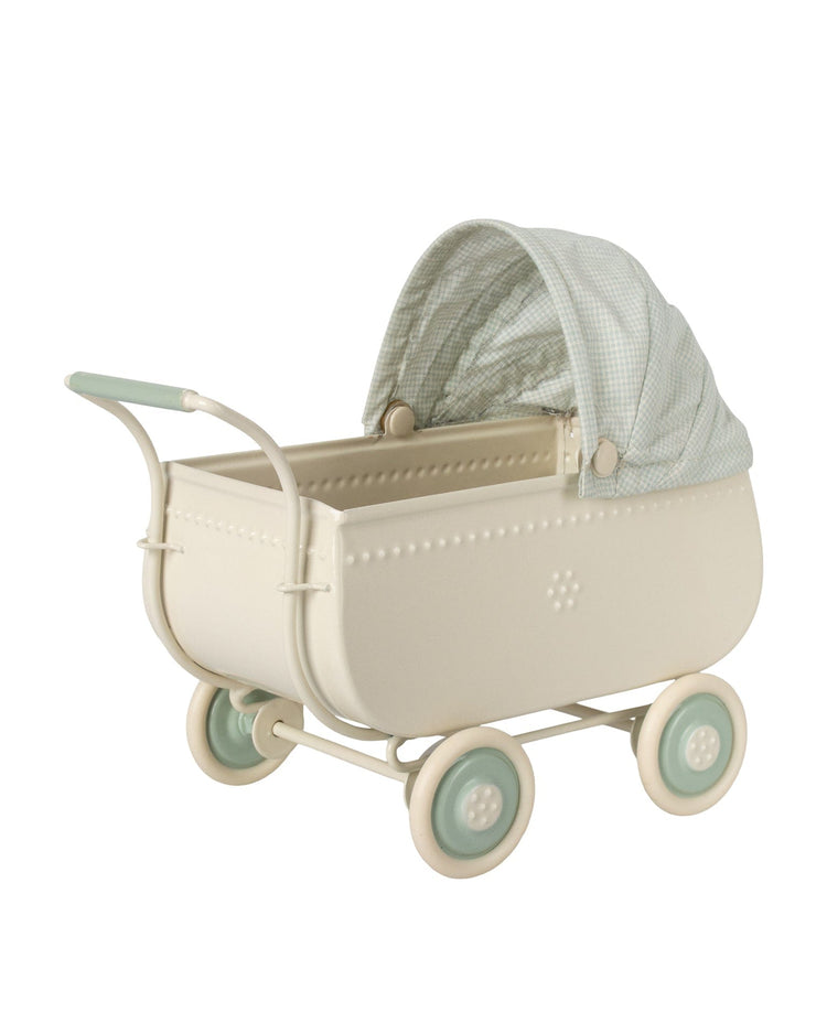 Little maileg play micro pram in blue
