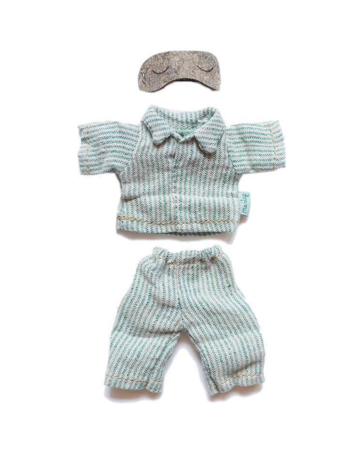 maileg pyjamas for dad mouse in teal stripe play Little