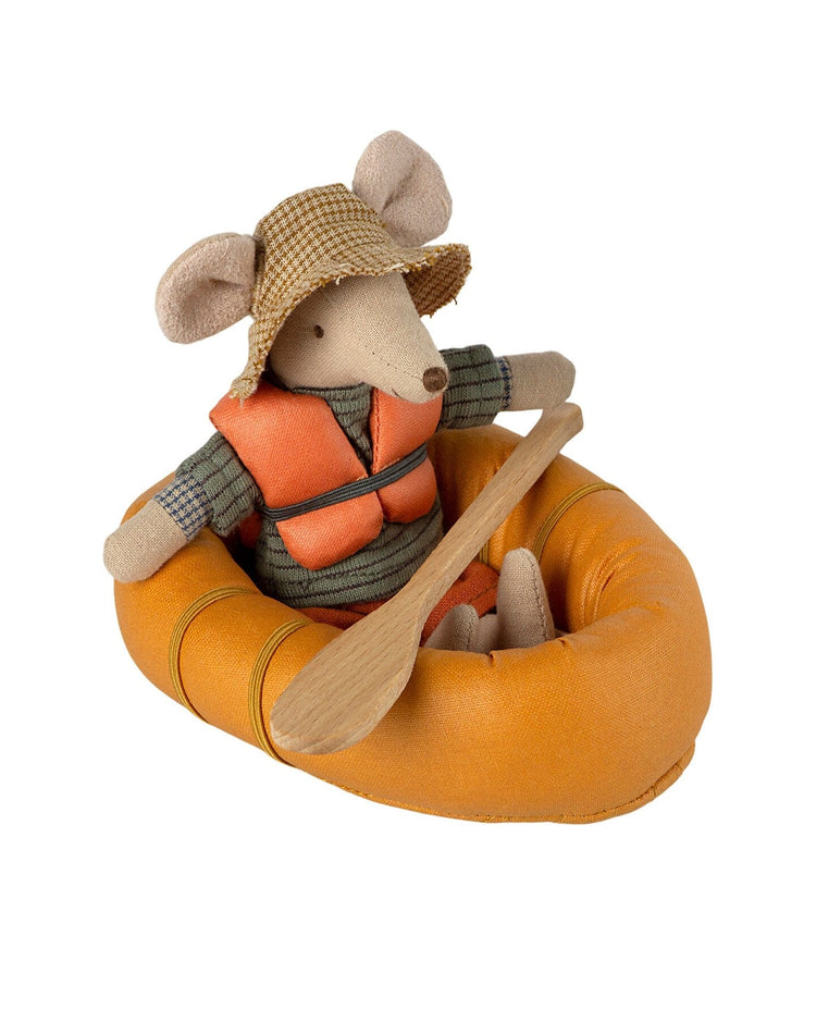 Little maileg play rubber boat in dusty yellow
