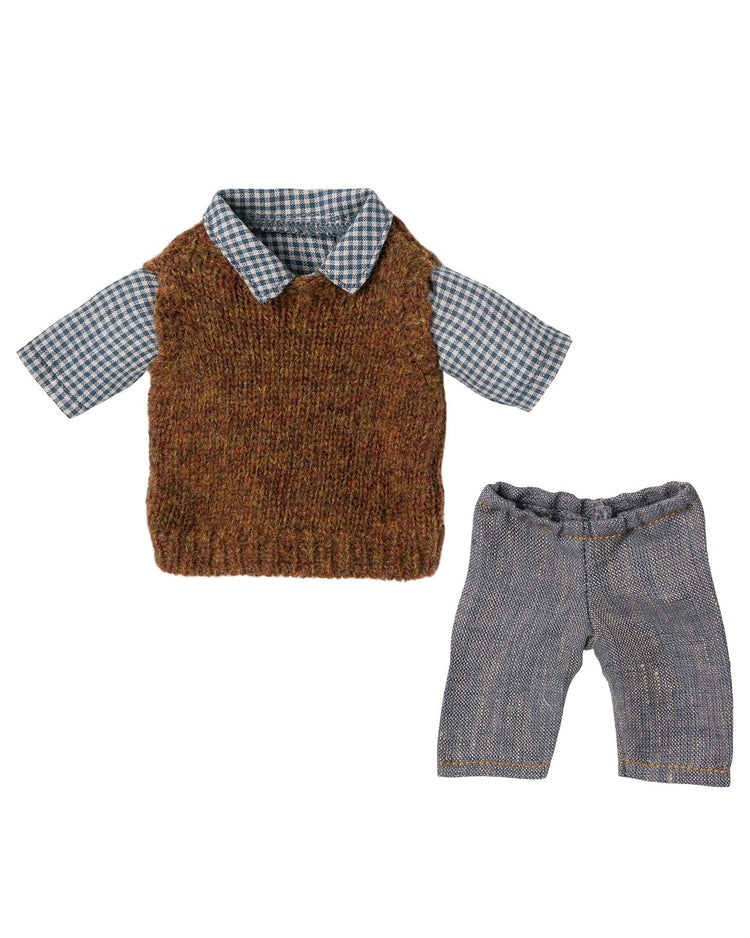 Little maileg play shirt, slipover + pants for teddy dad