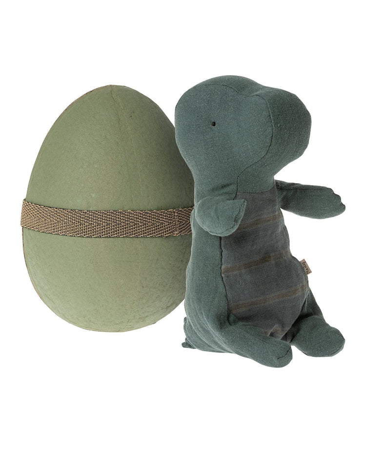 Little maileg play small gantosaurus in egg in dark petrol