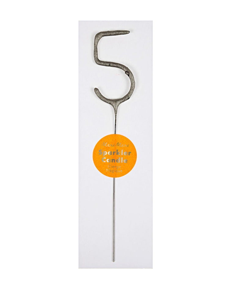Little meri meri paper+party #5 sparkler in silver