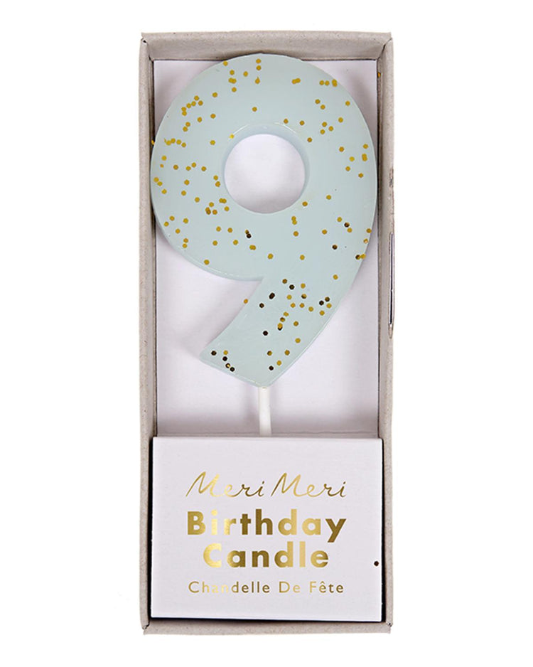 Little meri meri paper+party Blue #9 Candle