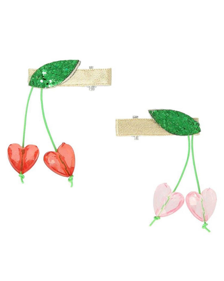cherry bead hair clips