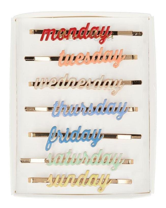 enamel week day hair slides
