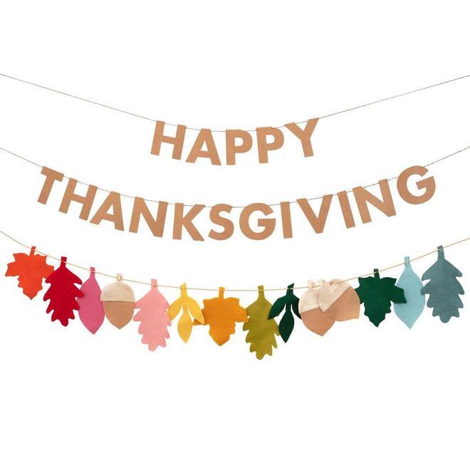 meri meri felt leaves thanksgiving garland party Little