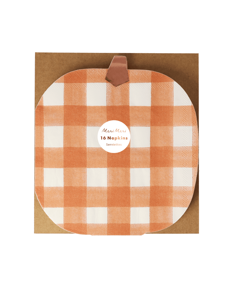 Little meri meri party gingham pumpkin napkins