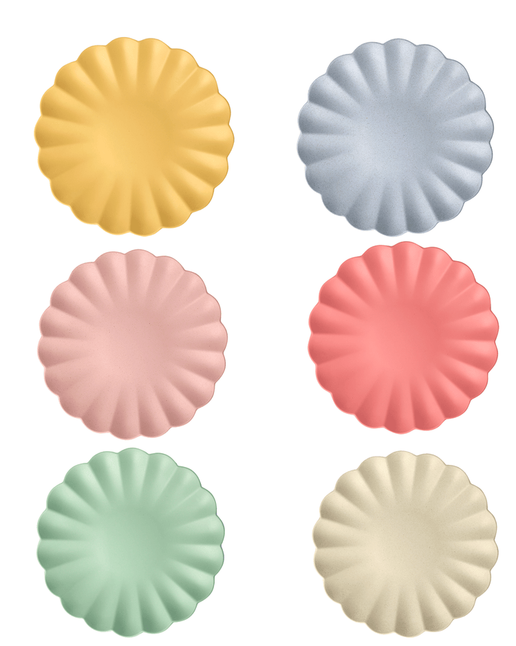 Little meri meri paper + party large bamboo fiber mixed colour plate set