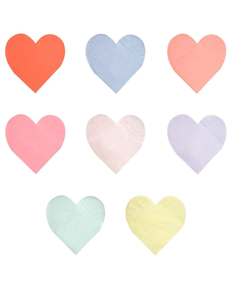 Little meri meri paper+party large pastel palette heart napkin