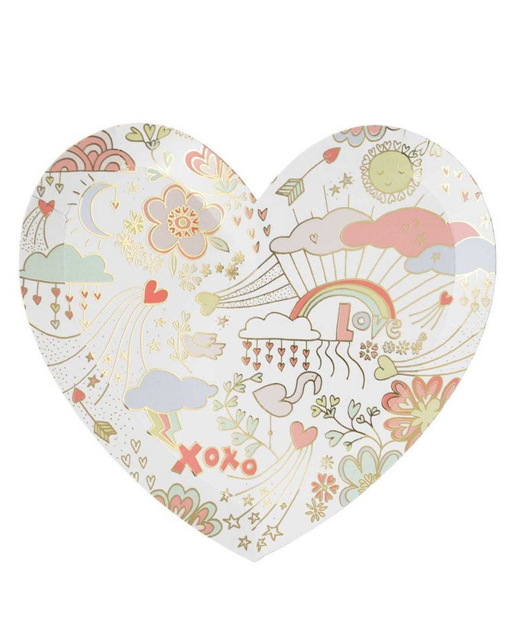 large valentine doodle plates