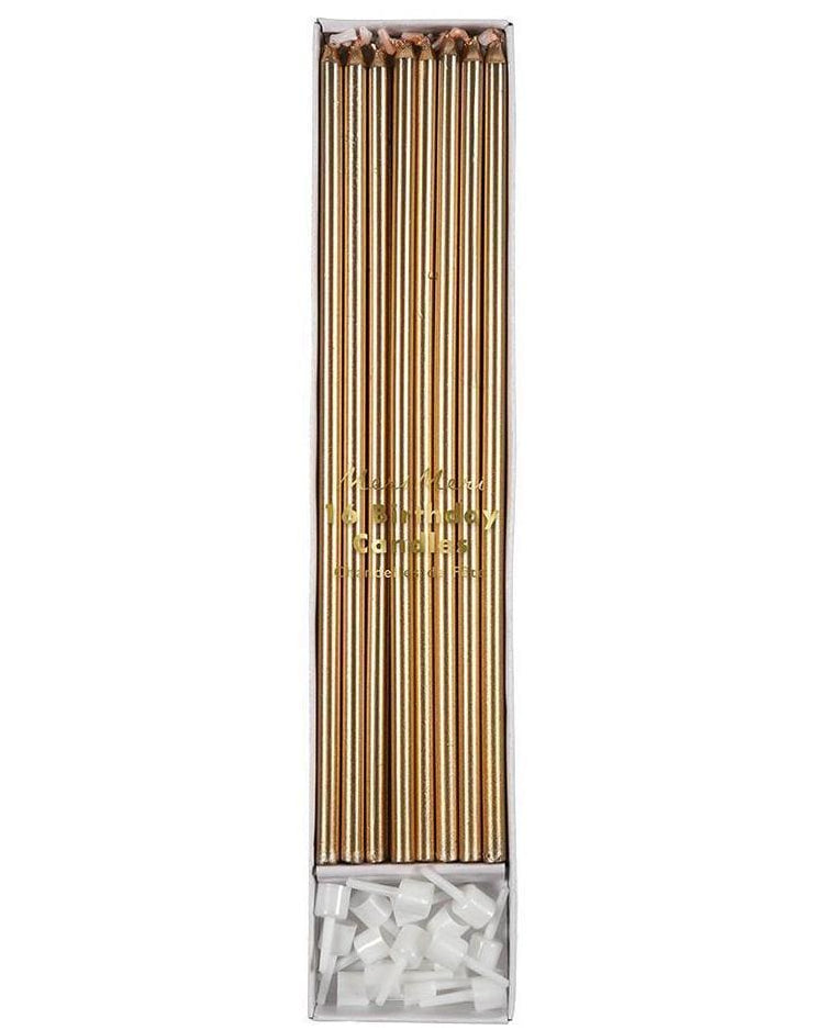 long candles in gold