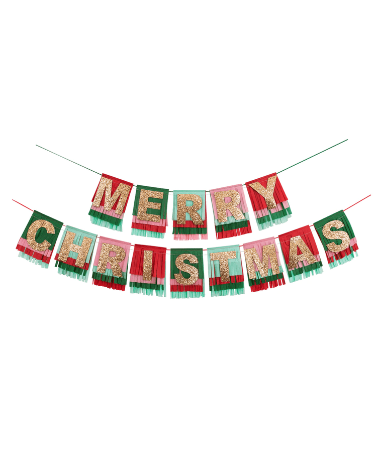 Little meri meri paper+party merry christmas fringe garland
