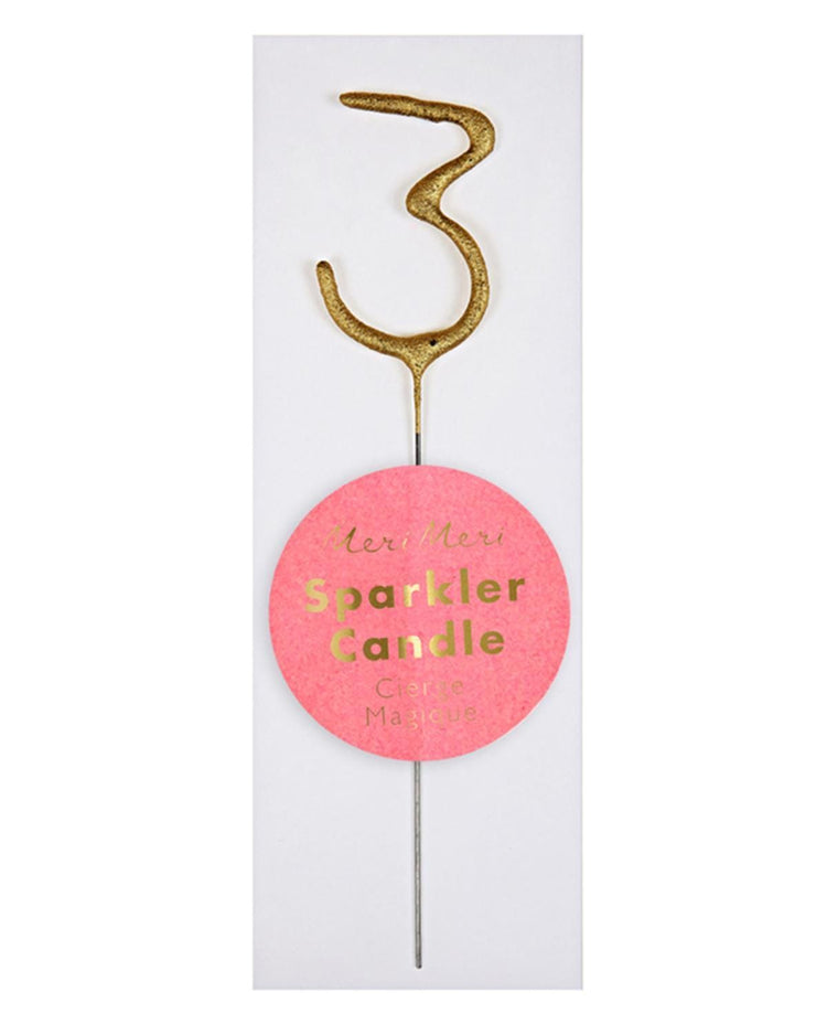 Little meri meri paper+party mini #3 sparkler in gold