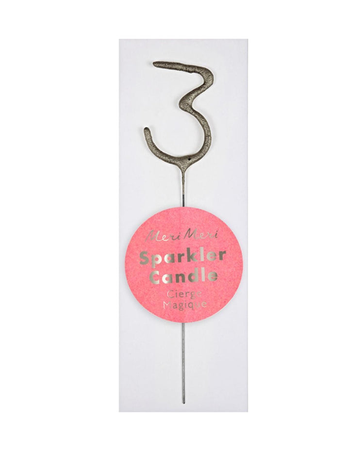 Little meri meri paper+party mini #3 sparkler in silver