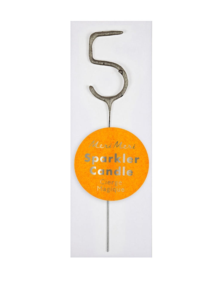 Little meri meri paper+party mini #5 sparkler in silver