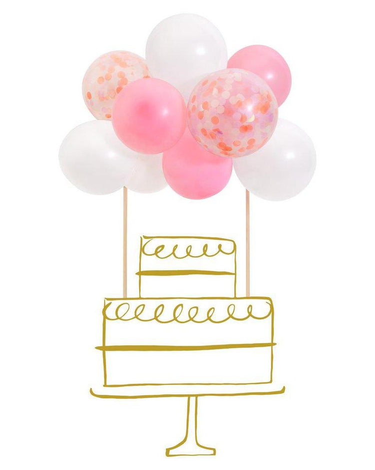 meri meri pink balloon cake topper party Little
