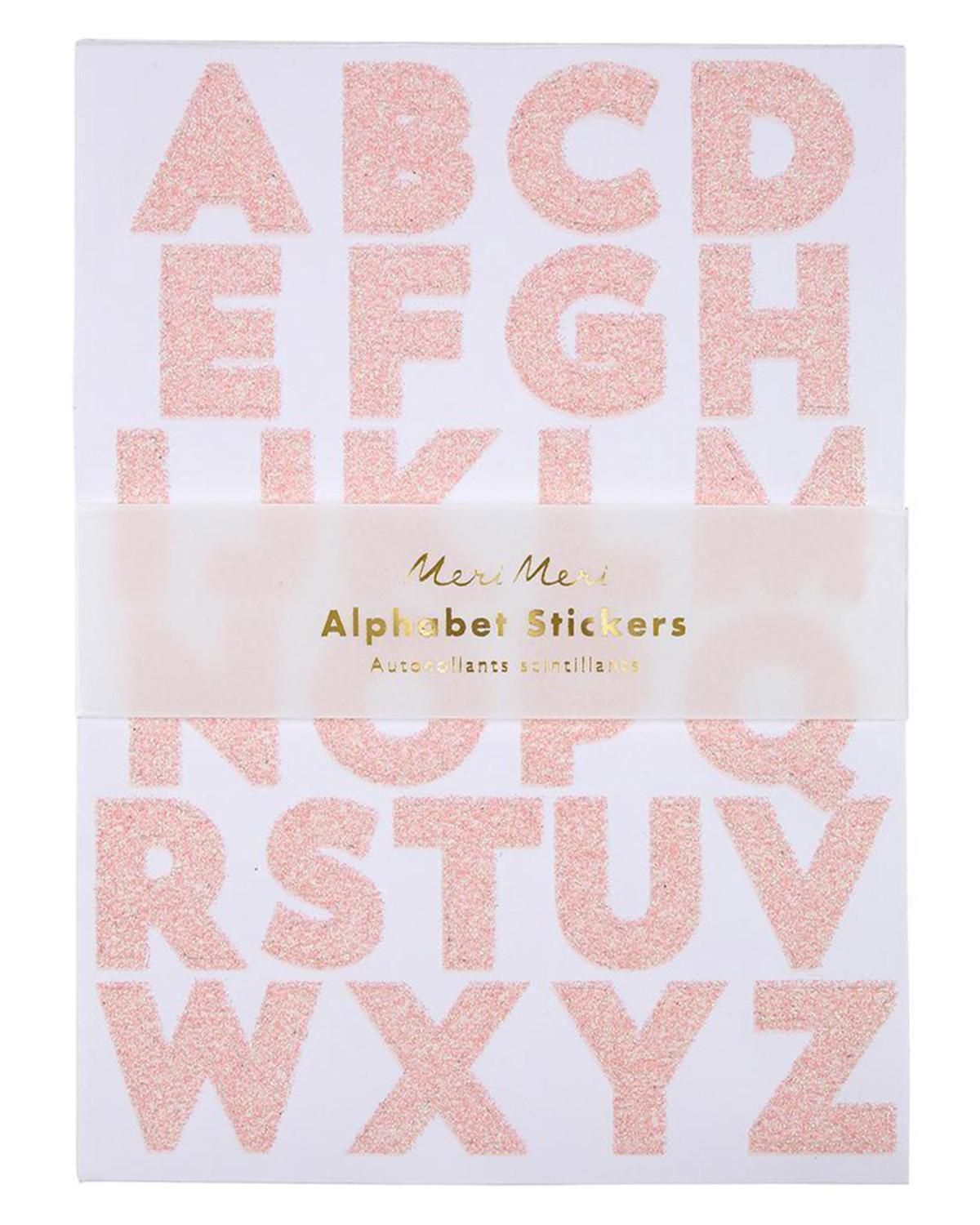 Meri Meri - Pink Glitter Alphabet Sticker Sheets