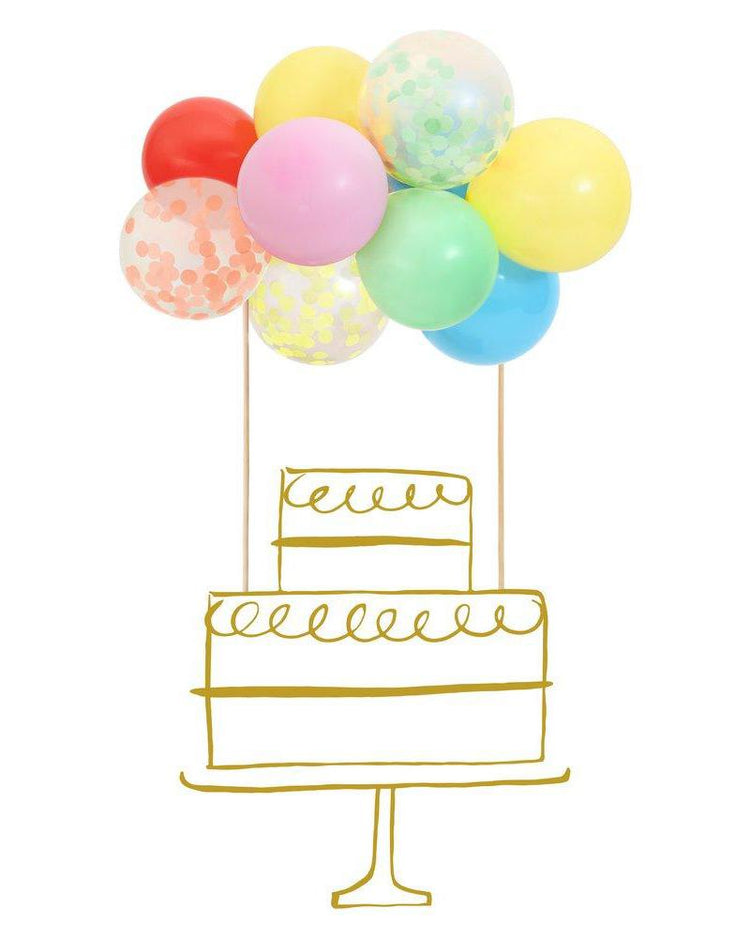 meri meri rainbow balloon cake topper kit party Little