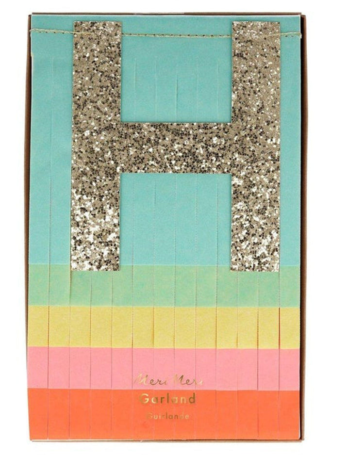 Little meri meri paper + party rainbow happy birthday fringe garland