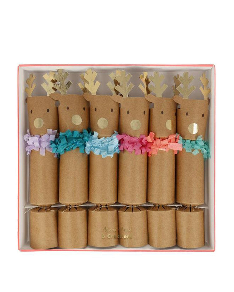 Little meri meri paper+party reindeer fringe medium crackers