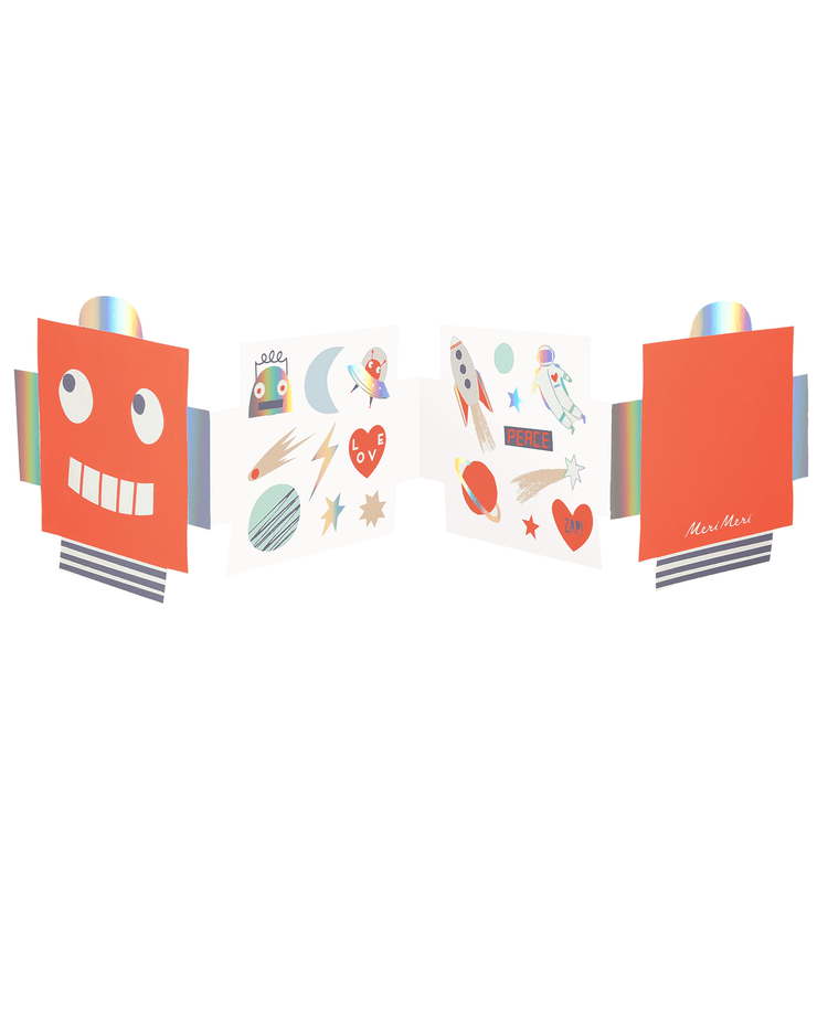 Little meri meri paper + party robot concertina valentine cards + stickers