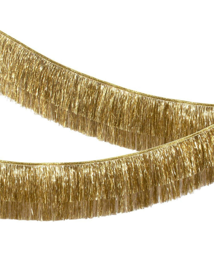 tinsel fringe garland in gold