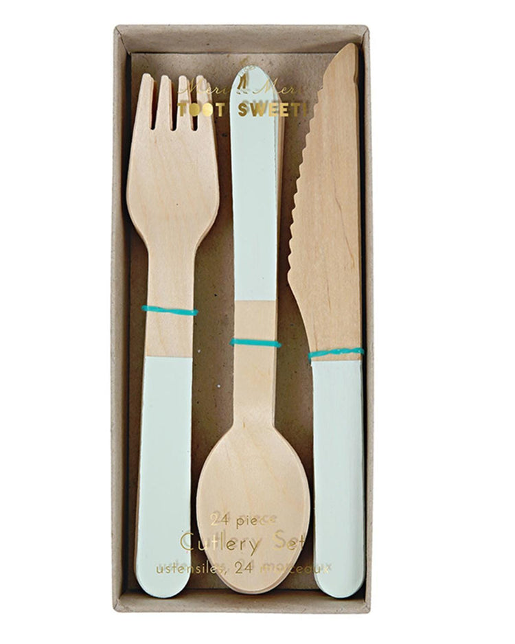 Little meri meri paper+party Wooden Cutlery in Mint