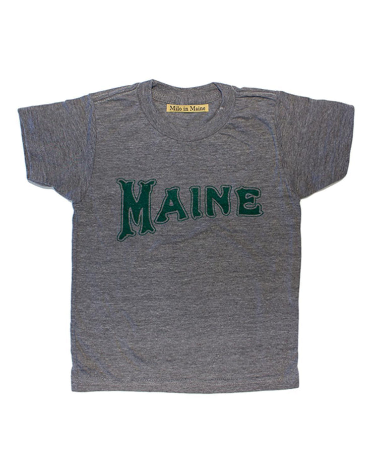 milo in maine maine baby tee in grey + green baby Little