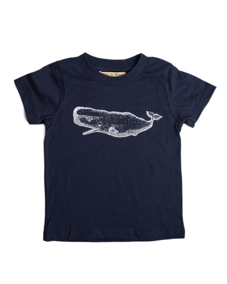 Little milo in maine boy 2 S/S Kids Whale Tee in Navy + White
