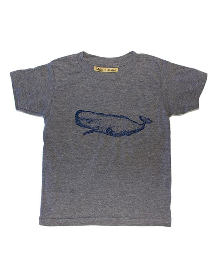 Little milo in maine boy 2 whale tee in grey + navy