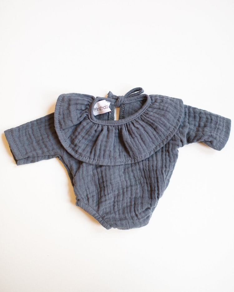 Little minikane play colette double cotton gauze bodysuit in gris anthracite