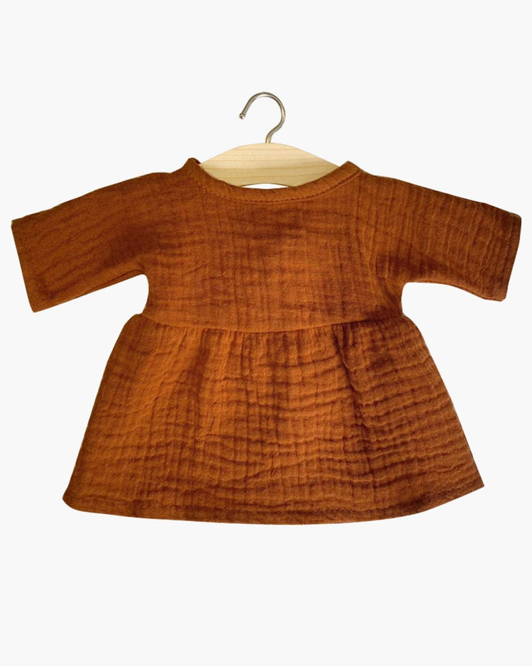 Little minikane play faustine dress in cognac