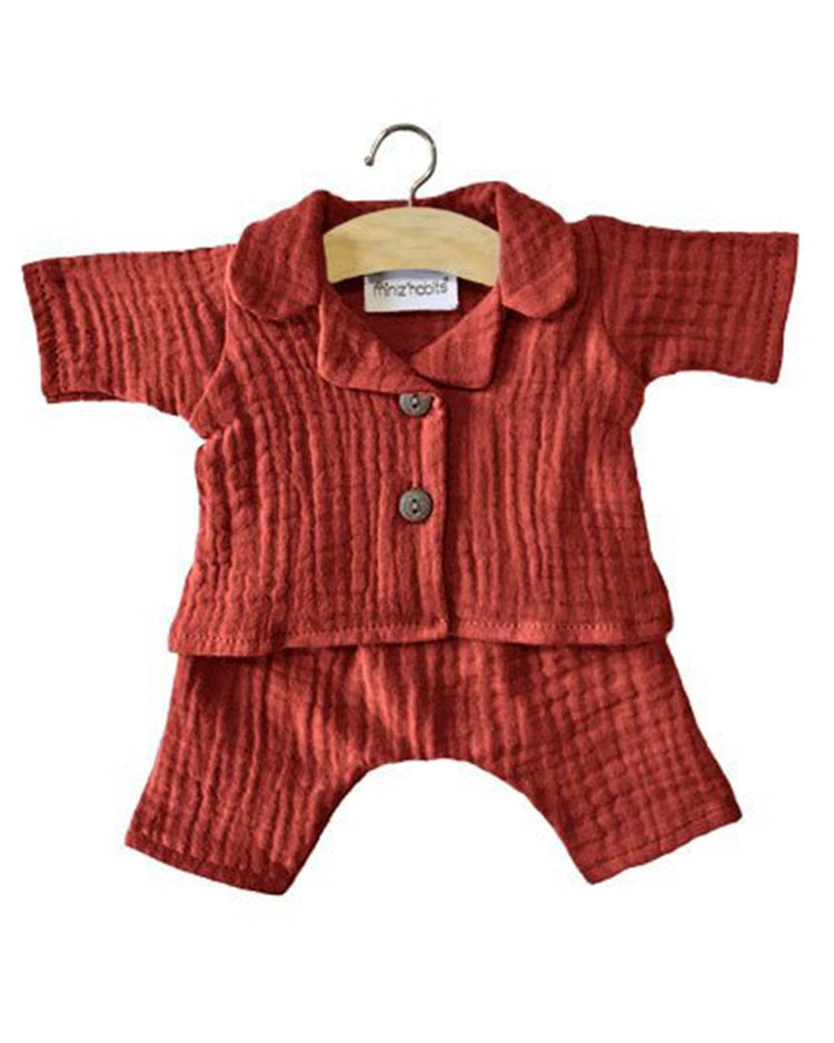 Little minikane play laura double cotton gauze pajama in brique