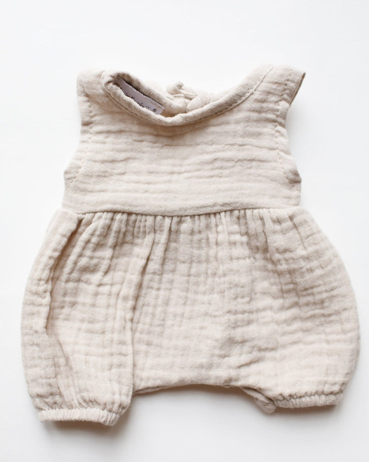 Little minikane play noa double cotton gauze romper in mastic