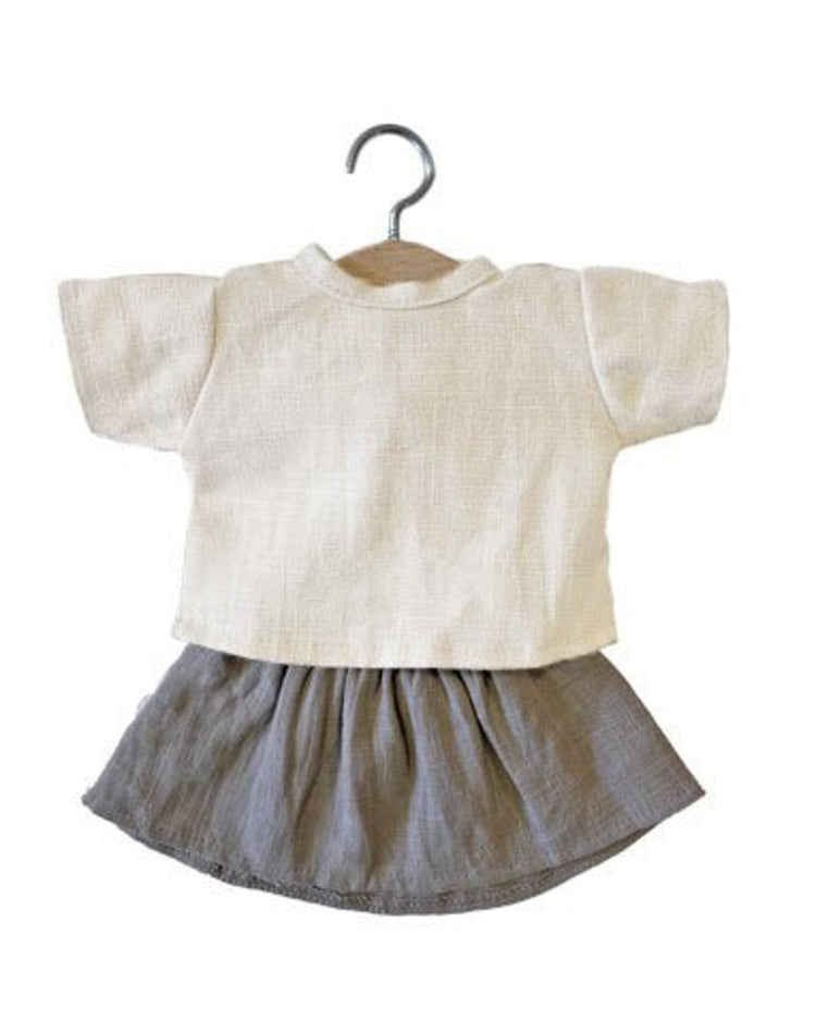 Little minikane play réjane linen set in écru + taupe