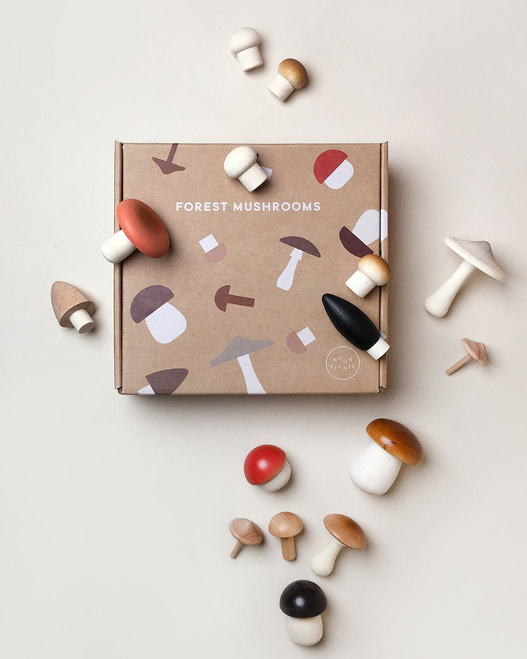 Little moon picnic play forest mushrooms in a box