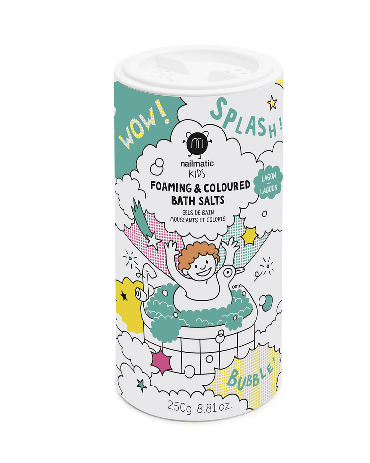 nailmatic foaming + colored bath salts in green play Little