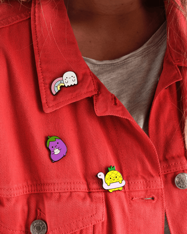 noodoll ricebaba aubergine enamel pin accessories Little