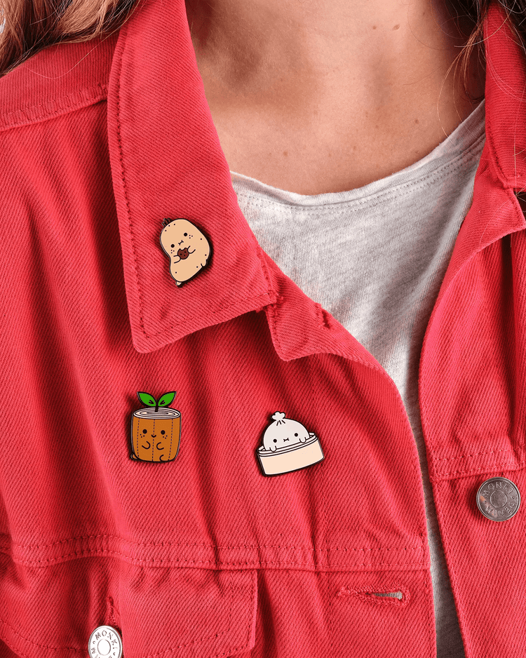 Little noodoll accessories ricespud potato enamel pin