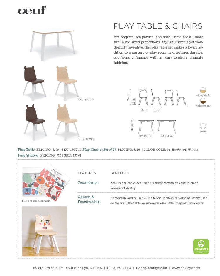 Little oeuf room rabbit play chairs in birch (set of 2)