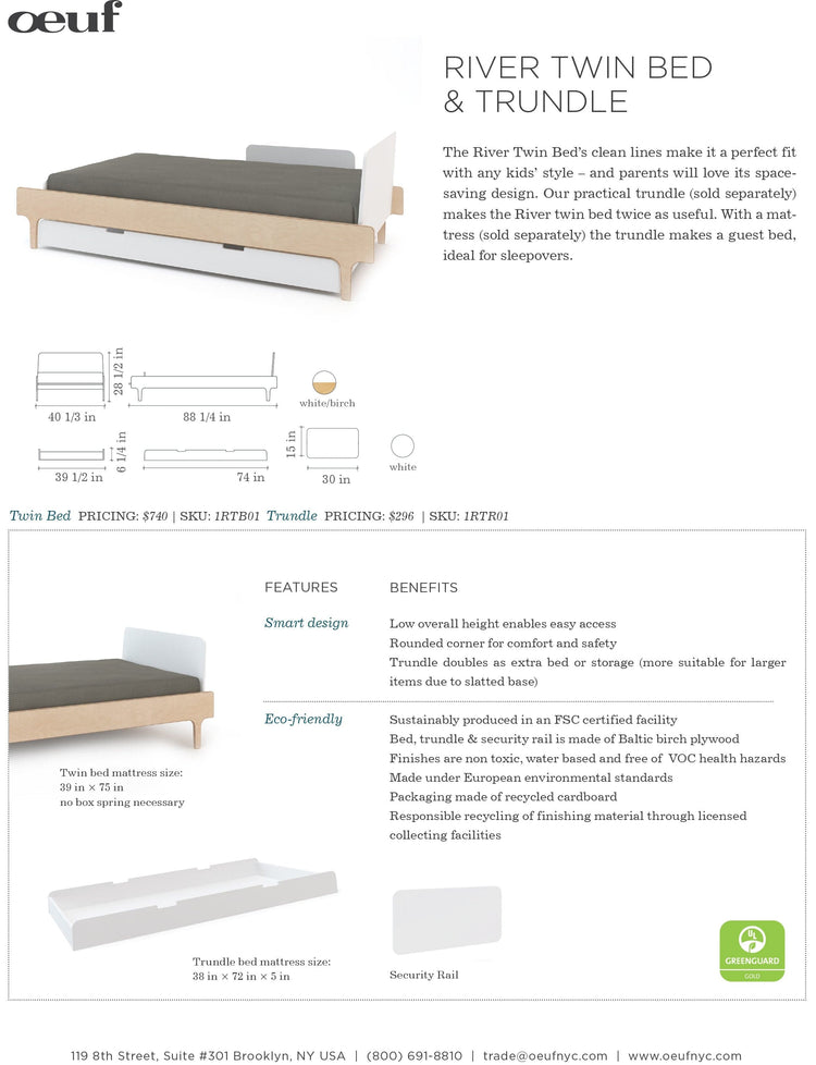 Little oeuf room river trundle bed in white